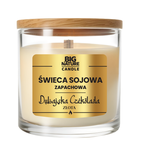 Świeca sojowa o zapachu Dubajska Czekolada Złota okrągła.png